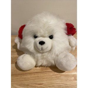 Russ Berrie Snowball White Dog Plush w Ear Muffs 8 Inch